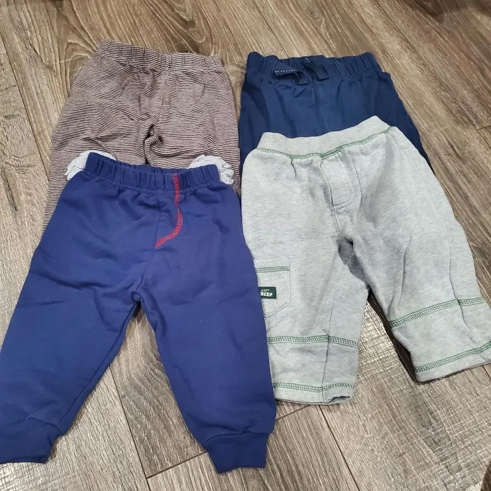 Baby Bottoms Set Size 6-12M Assorted Color Bottoms/Sweatpants Set 4 Pieces